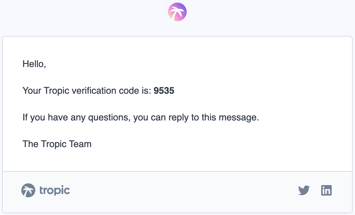 Tropic verification code